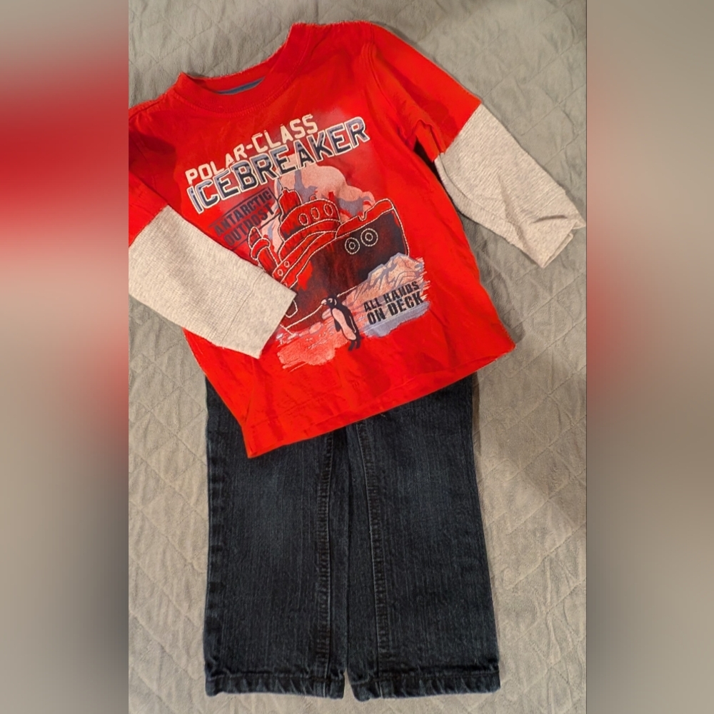 2T Red Polar-Class Icebreaker Kids Shirt And Jeans
